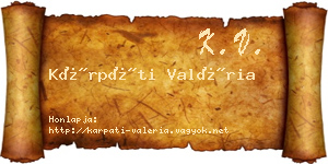 Kárpáti Valéria névjegykártya